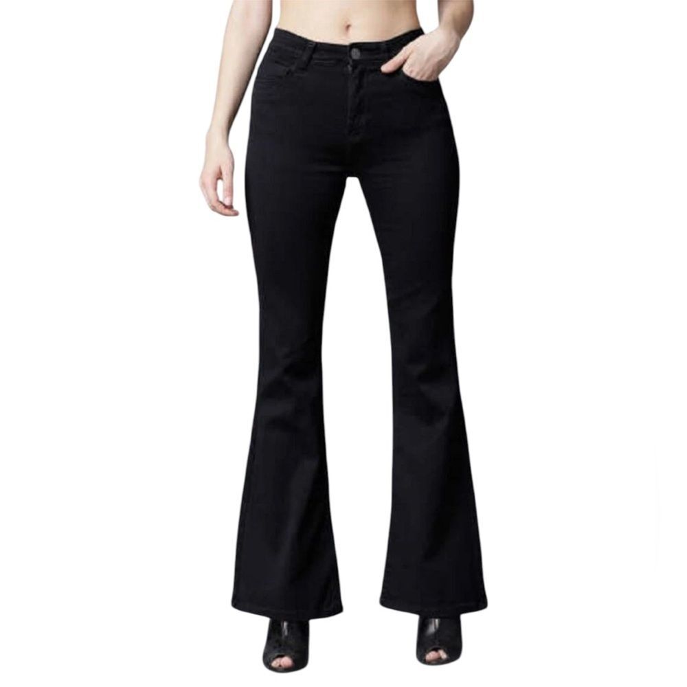 Forever 21 Womenโs Vintage Denim Flare Off Black Jeans Bell Bottoms | Size 27
